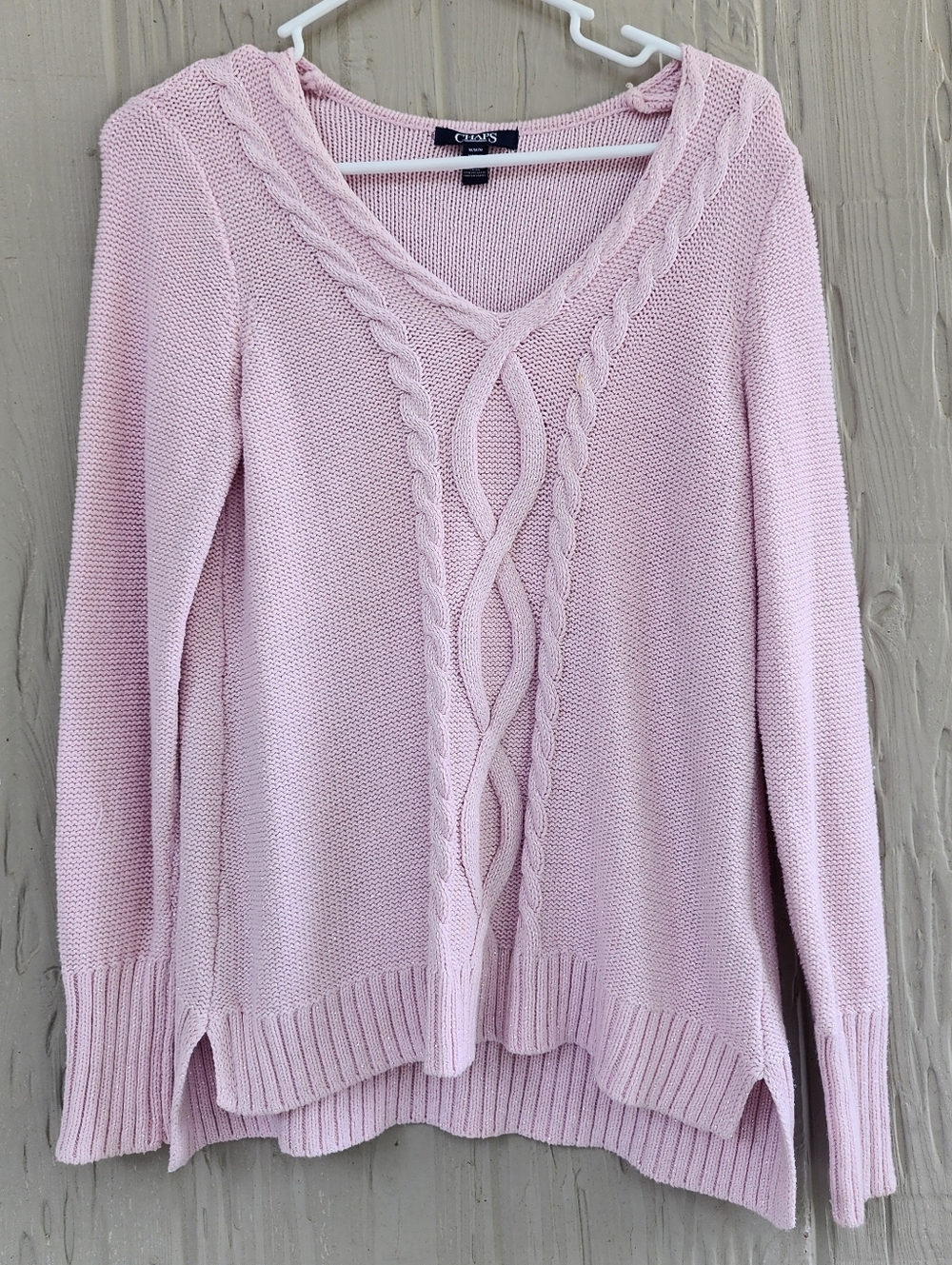 Ralph Lauren Chaps Light Pink Metallic Crewneck Sweater Silver Shimmer Medium